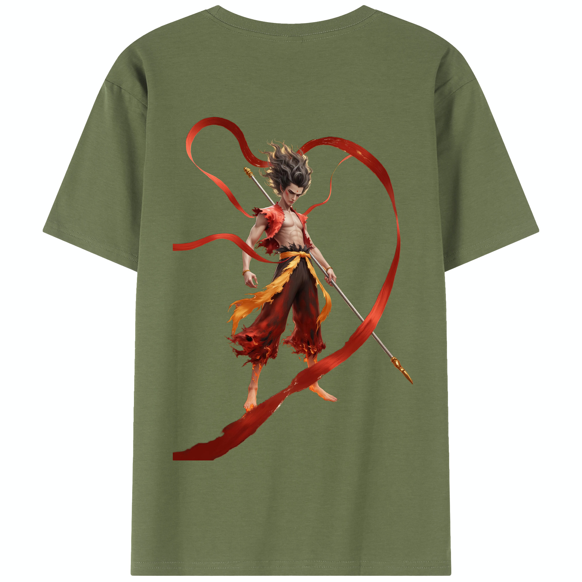 （画像用） Ne Zha 2 ナタ 魔童の大暴れ 綿100％半袖Tシャツ（背面プリント）